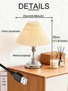 1pc USB Powered Silver Lamp Pole Desk Lamp, Retro Style Lamp, Suitable For Bedside, Hostel, Dining Room, Camping, Minimalist Warm Light Atmosphere Lamp - Silver - View 3