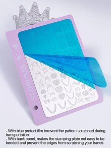 1 khuôn dập móng nghệ thuật hình trái tim và nơ, khuôn dập móng kim loại tái sử dụng họa tiết ren kẻ caro dễ thương, dụng cụ làm móng DIY tại salon. - Nhiều màu - Xem 5