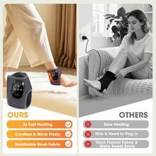 电动足踝按摩器，带加热功能，4档振动模式，缓解疲劳，1800mAh可充电电池 - 灰色 - 查看 7