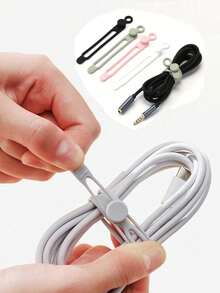 30pcs Reusable Silicone Cable Organizer Ties, Suitable For Earphones, Phone Chargers, Mice, Audio Devices, Computers (Random Colors) - Multicolor - View 2