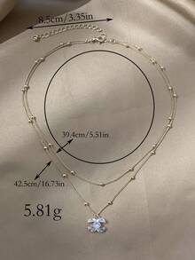 LADYCOCO 1 chiếc dây chuyền hai lớp thanh lịch, thời trang với mặt dây chuyền đá Cubic Zirconia, phù hợp cho nữ. - Nhiều màu - Xem 4