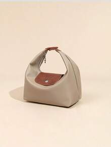 Nylon Lunch Box Bag, Commute Handheld Bento Bag, Shoulder Crossbody Dumpling Bag - Khaki - View 4
