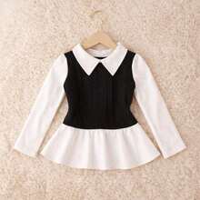 Girls' Long-Sleeved Blouse,  For Bloggers, Cold Weather, Winter / Long-Sleeved Blouse - 黑色/1 件 - 查看 1