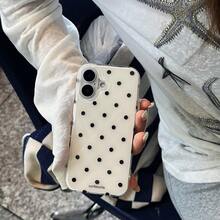 A Stylish Phone Case With A Simple And Cute Design, Black And White Polka Dot Pattern, Suitable Compatible With Apple 11 To 17 Series, Including Pro Max Versions - White - View 3