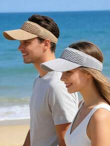 1顶男女通用鱼鳞镂空针织帽，时尚百搭，轻盈透气，针织开口设计，如羽毛般柔软轻薄，方便携带，网眼透气有效排汗，不会压扁头发或导致头发油腻。 - 彩色 - 查看 2