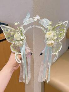 1个女孩蝴蝶发箍，仙气公主流苏发饰 - 彩色 - 查看 5