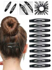 30/10/2 piezas Pinzas de cabello negras tipo BB, pinzas tipo guisante, pinzas tipo gota de agua, pinzas para flequillo, pinzas para el cabello de adultos, pinzas laterales, pinzas para el cabello de dama, convenientes para llevar al aire libre, verano, vacaciones, viajes, festivales, fiestas - Negro - Ver 3