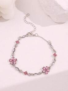 1 pieza Pulsera de Sakura rosa dulce y de moda con diamante de imitación, adecuada para uso diario, festivales y fiestas de mujeres - Multicolor - Ver 9