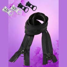 #8 Black Separating Dual Zipper, Suitable For Jackets, Coats, Bags, Backpacks, Wallets, Adult & Children's Clothing, DIY Crafts, Durable, Smooth Sliding, Length 60-150cm - C-Black - View 7