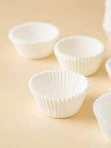 200个纸质纸杯蛋糕盒、纸杯蛋糕衬垫和玛芬模具，纸杯蛋糕盒，迷你玛芬，纸质，防油，适用于婚礼、生日、派对 - 白色 - 查看 7