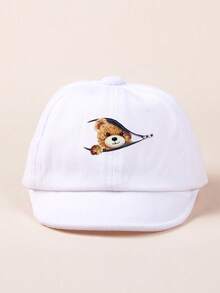 1pc Unisex Toddler/Baby Bear Print Soft Brim Baseball Cap, Cartoon Bear Children's Hat For Spring, Summer, Autumn - Bear - View 6