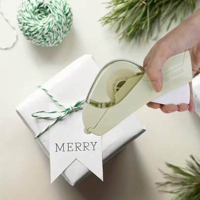 1pc Handheld Automatic Tape Cutter Plastic Tape Dispenser, Battery-Free, All-In-One Portable Tape Cutter For Home Gift Wrapping And Office, Fully Enclosed H Tape Cutter, Perfect For Mother's Day And Home Gift Packaging