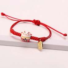 Woven Couple Ceramic Cat Bracelet For Women Best Friends Two Gifts Ancient Style Girly Cute Lucky Cat Red Rope Niche Design Gift - Ceramic Bracelet - View 8