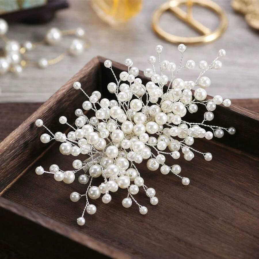 1pc Casual Party Elegant ABS Plastic Hair Clip, Suitable For All Seasons - White - View 1