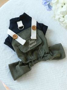 PETCIRCLE 1件宠物衣服，狗狗四脚背带裤，小型犬可爱装扮 - 可爱朋友背带裤 - 彩色 - 查看 6