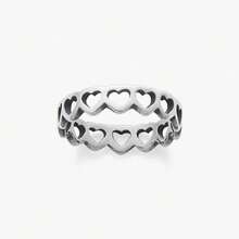 925银双排镂空心形戒指 - 銀色 - 查看 8