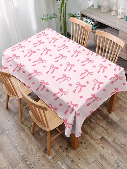1pc Butterfly Print Tablecloth, Modern Polyester Rectangular/Round Waterproof Tablecloth, Digital Printing Suitable For Living Room, Outdoor Dining Table, Small Round Table