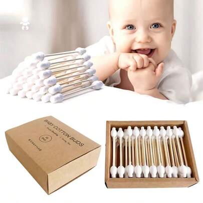 50pcs Double-Ended Disposable Baby Swabs With Paper Box