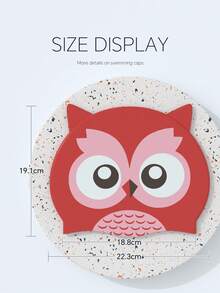 卡通泳帽，硅胶耳部和头发保护防水泳帽，男女童通用 - 紅色 - 查看 3