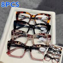 8pcs Multiple Colors Reading Glasses Women Men Oprah Style Computer Square Reader Spring Hinge Eyewear Super Suitable For Reading Books Newspapers Or Mobile Phones And Are Also Thoughtful Gifts For Elders - 8pcs - View 10