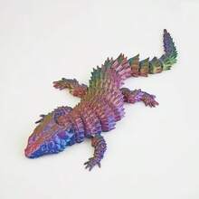 1pc 3D Printed Movable Joint Pangolin Lizard Figurine Decor, Birthday Gift, Fully Articulated, Desktop Ornament With Color-Changing Effect Based On Angle, Random Eye Color - Multicolor - View 13