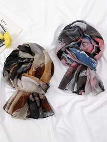 1pc Women's Colorblock Print Headscarf, Soft Breathable Street Style Scarf, Suitable For Daily Wear,Beach,Holiday - Green - View 5