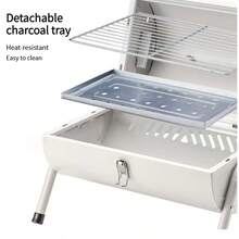 Bếp nướng BBQ, Bếp nướng than di động, Bếp nướng BBQ nhỏ để bàn kèm khay và giá đỡ thức ăn, thích hợp cho cắm trại ngoài trời, nhà cửa, sân hiên, bền chắc và đa năng, dễ lắp ráp. - vỉ nướng BBQ - Xem 8
