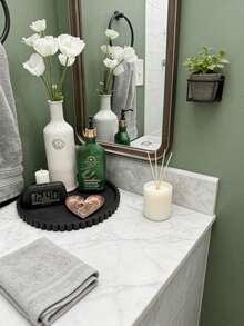 1个防滑硅胶浴室托盘 - 扇形边缘皂液器托盘，防水台面收纳架，可放置毛巾、植物和洗漱用品 - 彩色 - 查看 4