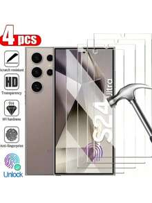 XINHONGYU Tempered Glass 4pcs Screen Protector Compatible With Samsung S24 Ultra S25 Ultra S25 S23 S22 S21 Plus 9H Hardness HD Anti-Fingerprint Anti-Scratch Bubble-Free Full Screen Protection Smartphone Display Spring Gift Birthday Party - Clear - View 20