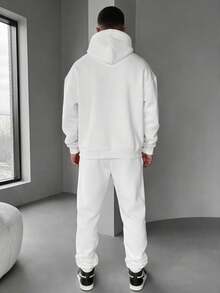 CHIEREGATO OUTLET Men's Hoodie, Plain Streetwear Sweatshirt, Premium Casual Winter Jacket With Fur Lining, Flannel Coat, Drawstring - 白色 - 查看 3