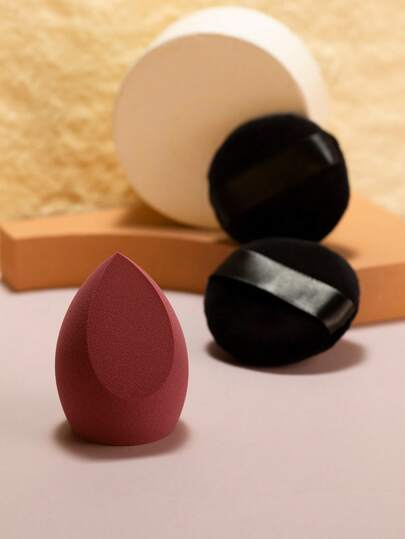 3件套可重复使用干湿两用化妆海绵套装，柔软美妆蛋，适用于粉状、液状及定妆产品，男女通用，便携日常及旅行必备