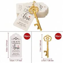 50pcs Metal Vintage Key Bottle Opener Favors With Keychain Key Rings, Thank You Tags, For Universal Celebrations - 復古鑰匙開瓶器 - 查看 2