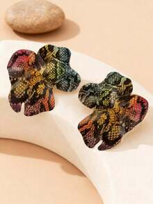 Fashionable Wild Sexy Colorful Snake Skin Spotted Geometric Patterned Earrings, Suitable For Weddings, Parties, And Daily Wear - Colorful Python Pattern - View 3
