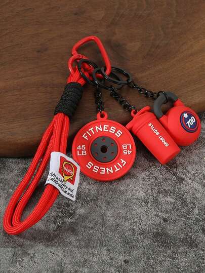 1 PC Creative Mini Fitness Barbell Keychain For Couples, Car Bags, Keychains, Sports Accessories, An Ideal Gift For Friends.