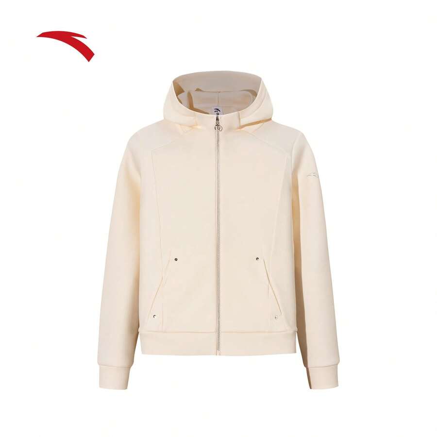 Áo khoác Anta Easy-Care | Áo khoác thể thao dệt kim có mũ dành cho nữ, thích hợp cho tập luyện và đi làm, 162617710S - Ngô trắng-5 - Xem 1