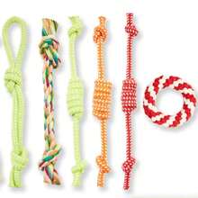 Juego de juguetes de cuerda anudada para perros, juguetes interactivos resistentes a masticar y limpiar los dientes para perros pequeños/medianos - Multicolor - Ver 6