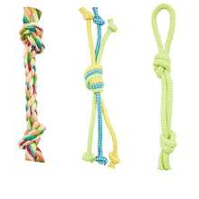 Juego de juguetes de cuerda anudada para perros, juguetes interactivos resistentes a masticar y limpiar los dientes para perros pequeños/medianos - Multicolor - Ver 8