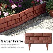 1 Set Brick Pattern Plastic Garden Fence, DIY Lawn Edging, Flower Bed Plant Border, Brown Landscape, Easy Installation Outdoor Decor - A - View 4