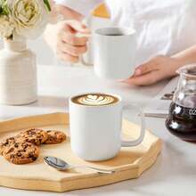 vancasso Kaffeetassen Set 6er, RENO Kaffeeservice 480ml Große Steingut Kaffeebecher mit Henkel, Moderne Kaffeetasse Set für Tee, Saft, Latte, Cappuccino, , Spülmaschinen- & Mikrowellenfest, Bunt - Weiss - Übersicht 7