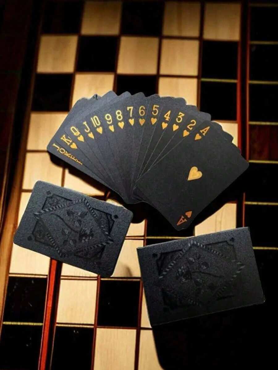 一副54张防水黑金扑克牌,多人游戏牌,魔术道具牌,生日、婚礼及节日收藏礼品,桌面游戏 - 彩色 - 查看 1
