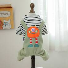 PETCIRCLE 1件宠物服装狗狗连体衣背带裤，春夏新款多巴胺怪兽背带裤 - 豌豆绿 - 綠色 - 查看 9