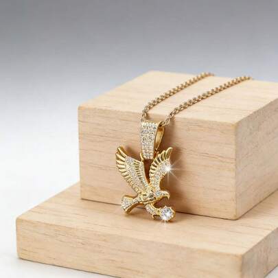 Dây chuyền nam hình đại bàng kiểu Cuban - Mặt dây chuyền hình đại bàng nổi bật, dây chuyền kiểu Cuban bền chắc phù hợp cho đeo hàng ngày và dự tiệc.