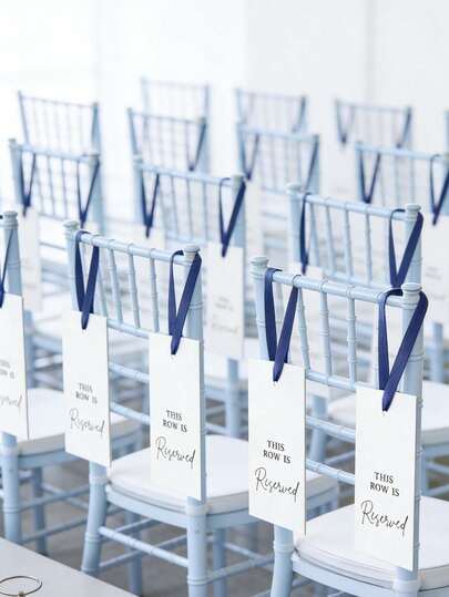 24pcs "This Row Is Reserved" Reserved Seating Sign, With Ribbon, These Reserved Seating Signs Can Be Hung On Seats And Are Perfect For Weddings, Receptions, Parties, Church Events, 2026 Graduations, And Theater/Event Reserved Seating Decorations.