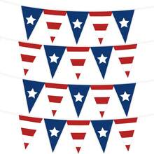 10/20/30 piezas Cintas decorativas con bandera estadounidense, banderas triangulares de papel estadounidenses, decoraciones patrióticas para fiestas del Día de la Independencia/4 de julio - Ver 3