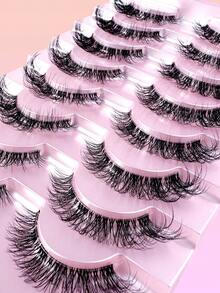 8 Cặp mi giả mềm mại chất lượng cao, mi giả tự nhiên 8D mềm mại, trong suốt, dài 10-20mm, giúp mi dài hơn, kiểu uốn D-Curl, tự làm mi giả. - màu đen - Xem 8