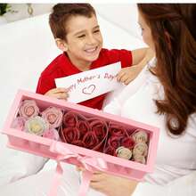 Caja de regalo con forma de corazón para el Día de la Madre, caja de embalaje rellenable con cinta, caja de cartón con forma de corazón rellenable para flores, regalo para bodas, cumpleaños, amor (rosa con ventana) - Ver 3