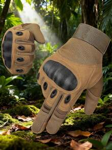 1 双男士战术手套，射击手套，硬质指关节保护，皮革掌面，摩托车手套，骑行手套，气枪手套，彩弹手套，攀岩训练手套 - 彩色 - 查看 3