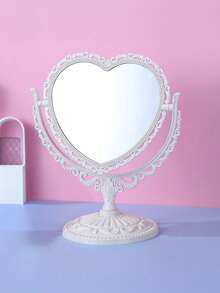 1pc European Style Double-Sided Makeup Mirror, Exquisite Design And Craftsmanship, Heart-Shaped Vanity Mirror, Suitable For Valentine's Day, Wedding, Birthday Party, Bathroom, Vintage Decor, Home Decor, Indoor Decorative Aesthetics - Multicolor - View 17