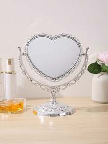 1pc European Style Double-Sided Makeup Mirror, Exquisite Design And Craftsmanship, Heart-Shaped Vanity Mirror, Suitable For Valentine's Day, Wedding, Birthday Party, Bathroom, Vintage Decor, Home Decor, Indoor Decorative Aesthetics - Multicolor - View 19