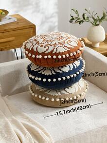 1 chiếc vỏ gối tròn thêu họa tiết hình huy chương màu xanh hải quân truyền thống, vỏ gối hoa mùa xuân/hè, thích hợp trang trí trong nhà, vỏ gối dùng được cả bốn mùa, không bao gồm ruột gối. - Màu xanh hải quân - Xem 4